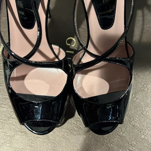 Gucci Black Patent Leather Vernice Crystal/Napa Charlott Nero Size 38 / 8 - Picture 5 of 10